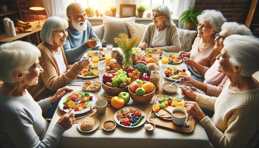 Seniorinnen und Senioren beim Essen