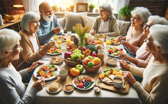 Seniorinnen und Senioren beim Essen